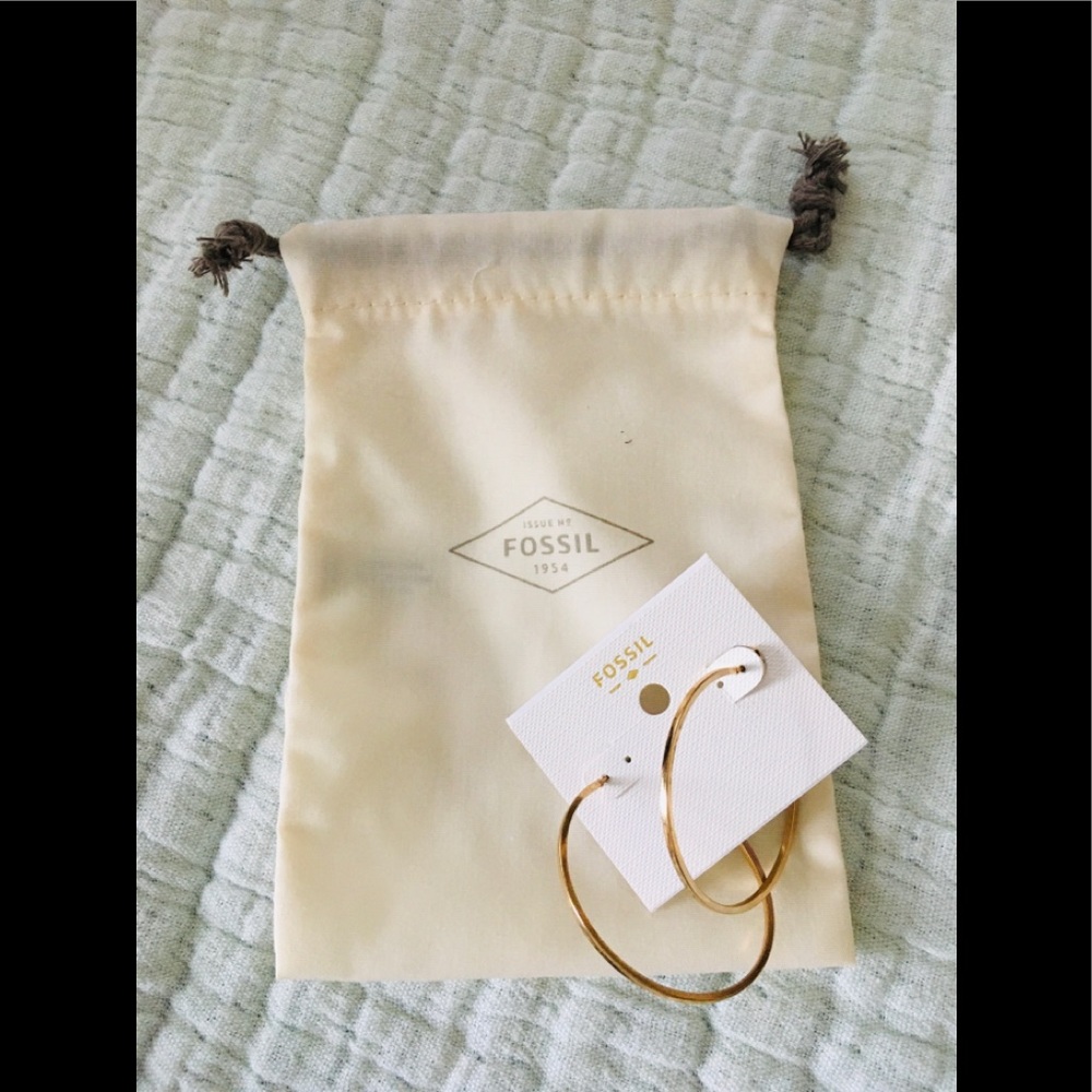 ❤️ SOLD Fossil Gold Hoop Earrings with Gift Bag